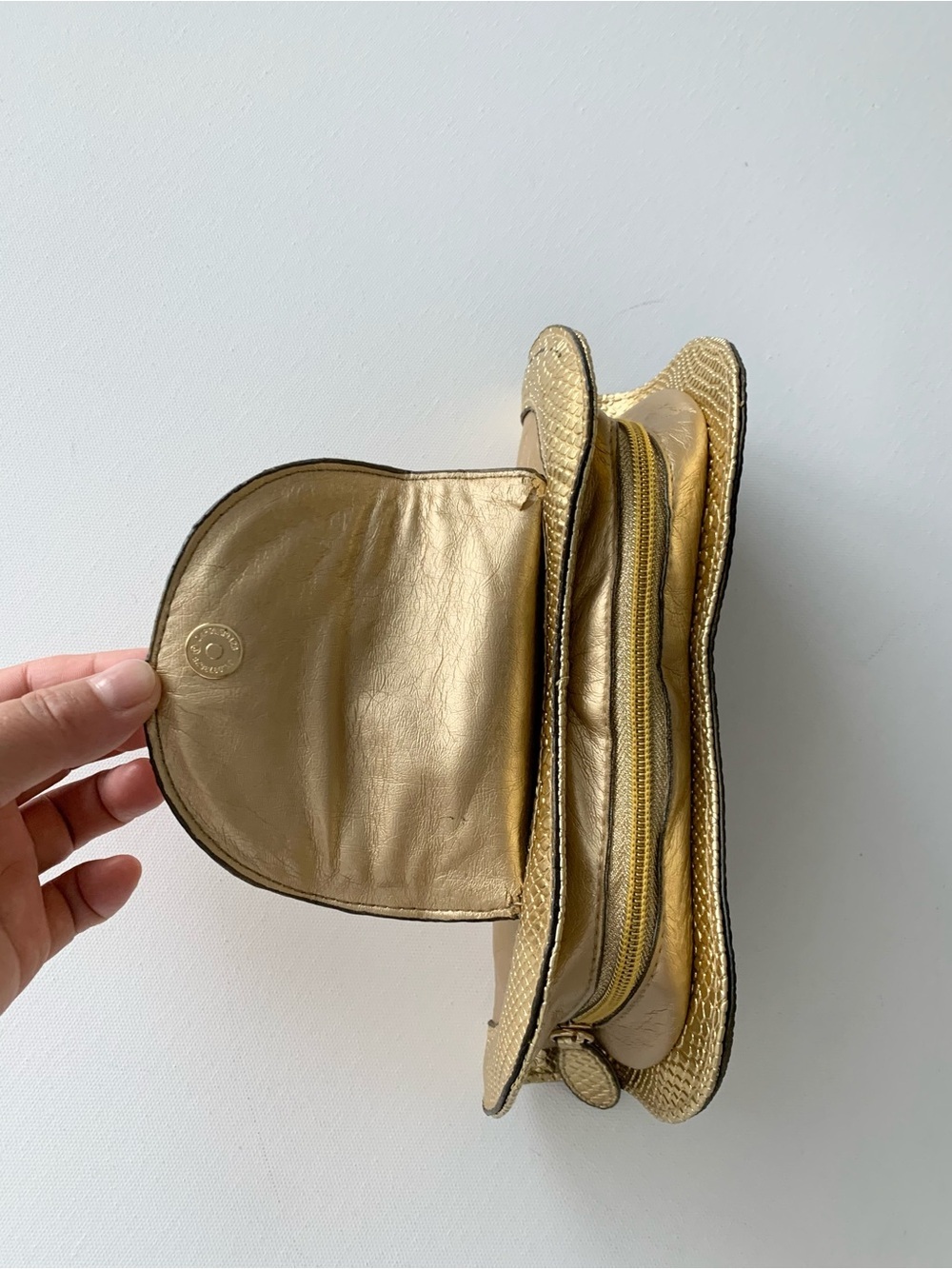 Versace Gold Leather Clutch with Textured Trims - Picture 6 of 10